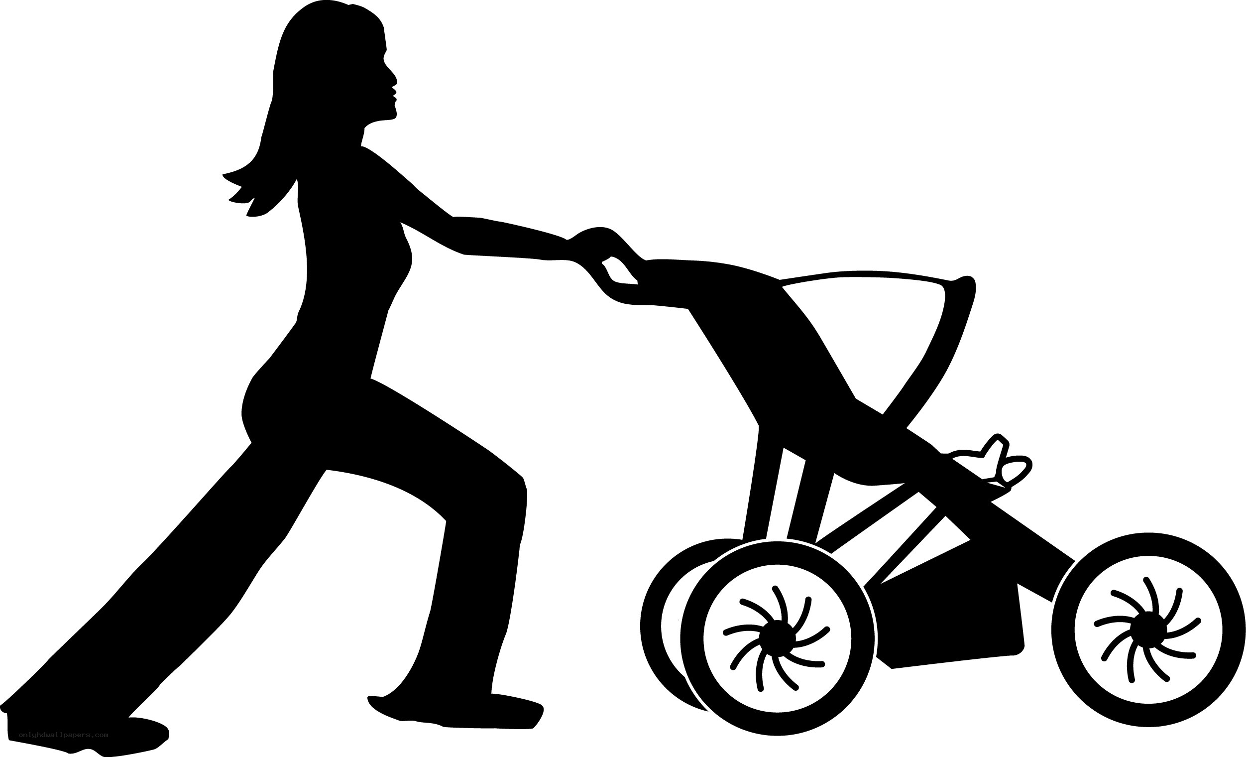 woman pushing stroller silhouette