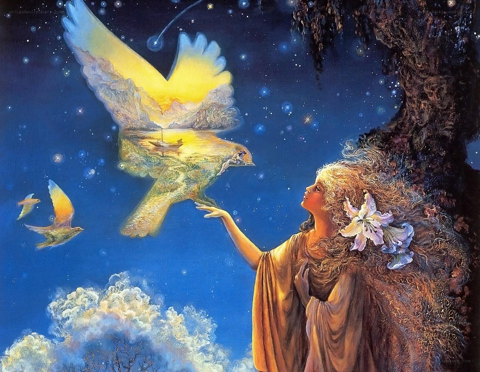 woman reaching for a bird