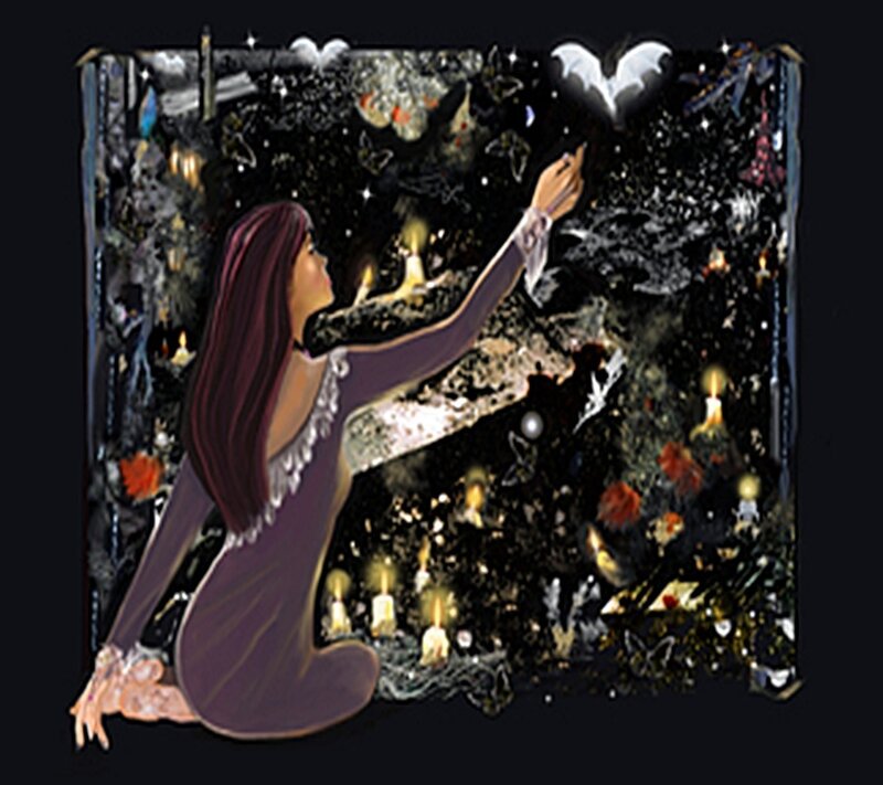 woman reaching for a heart