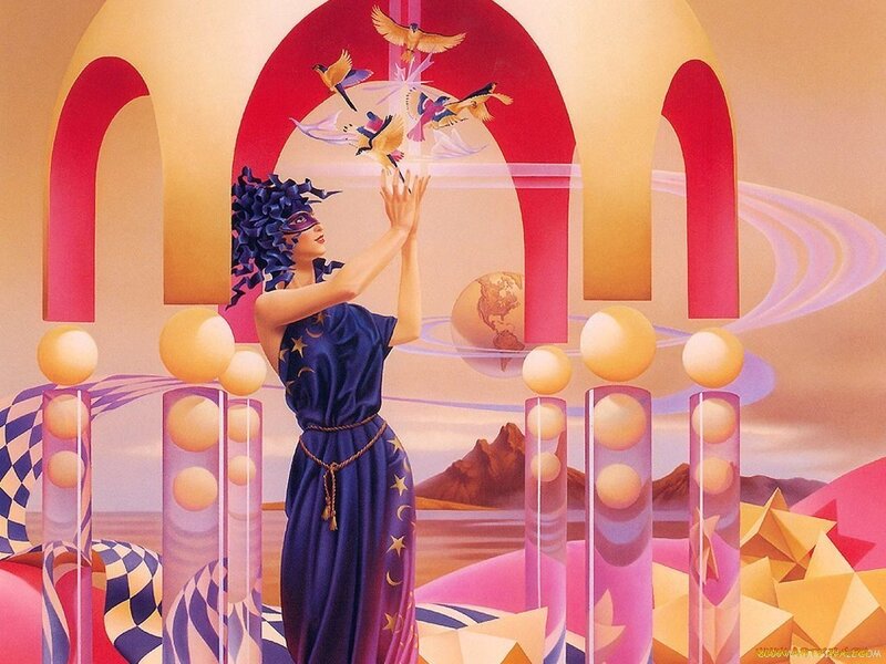 woman reaching for birds
