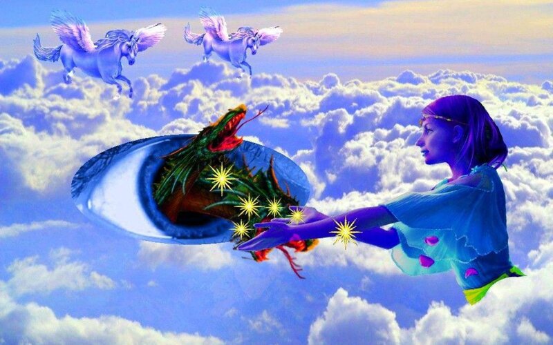 Woman Reaching for Dragon