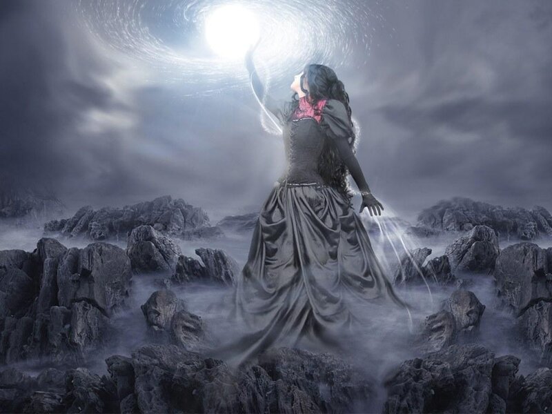 woman reaching for light