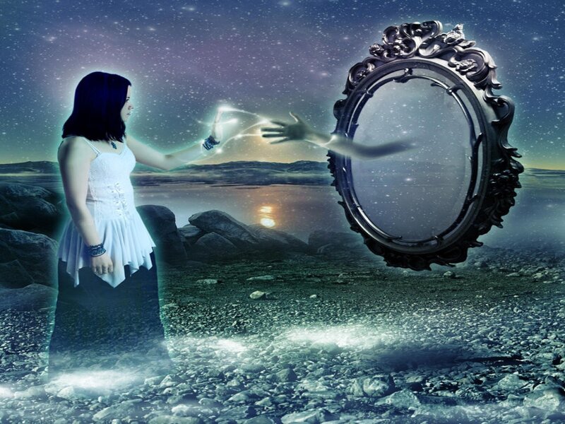 Woman Reaching for Mirror