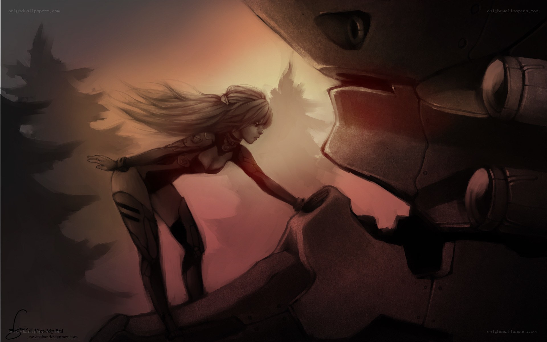 woman reaching for robot
