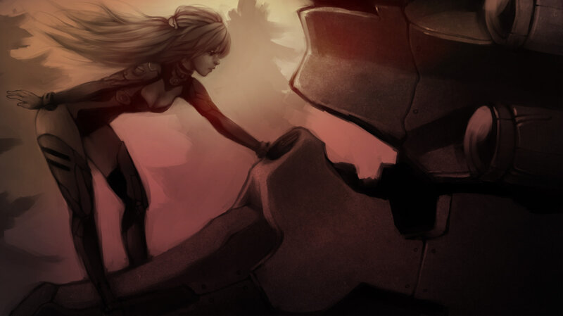 woman reaching for robot