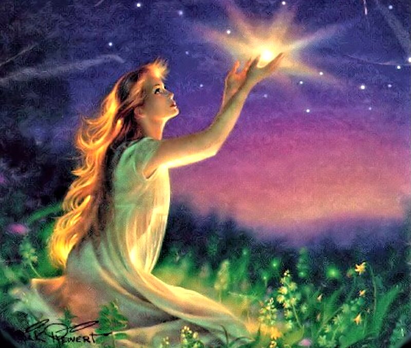 Woman Reaching for Star — Purple