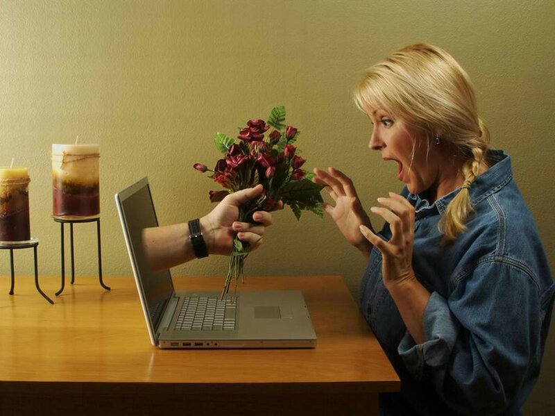 Woman Reacting to Flowers