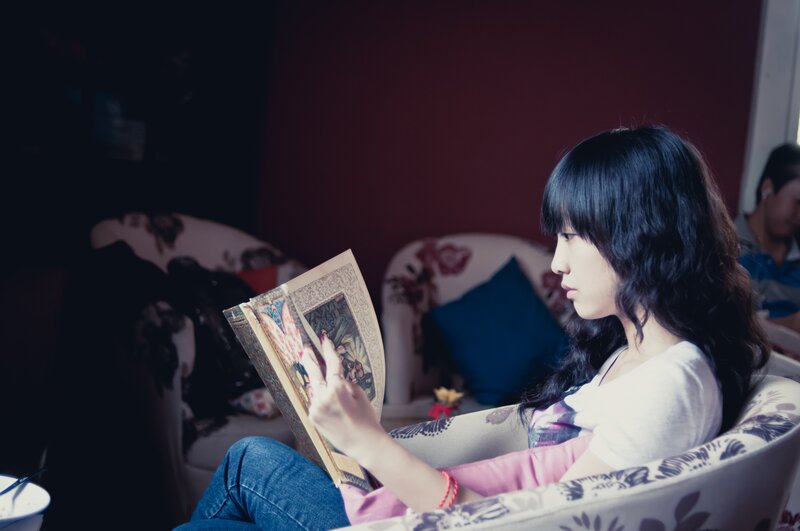 woman reading a book