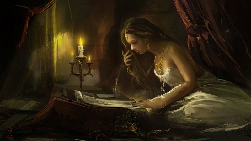 Woman Reading at Night