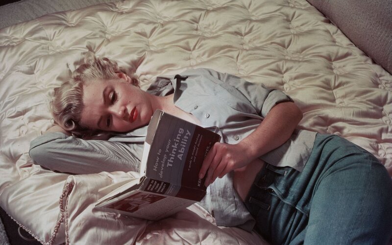 Woman Reading Book — Beige, Relaxed