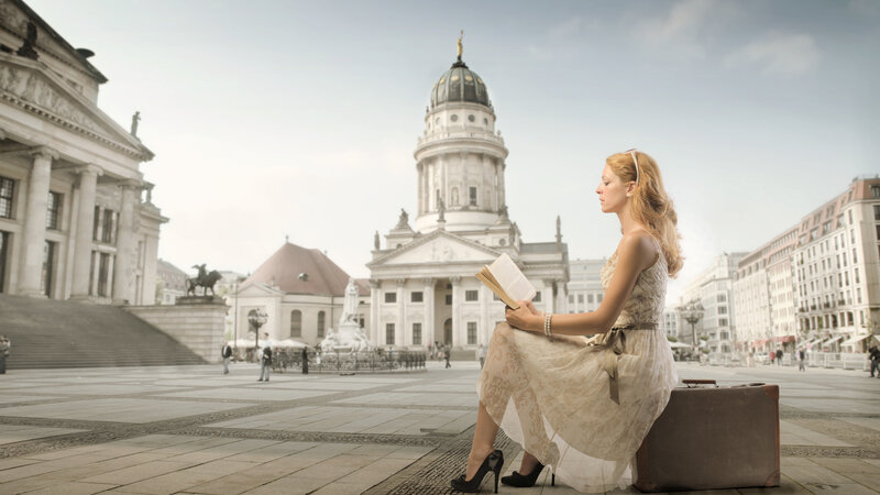 Woman Reading Book — Beige, Serene