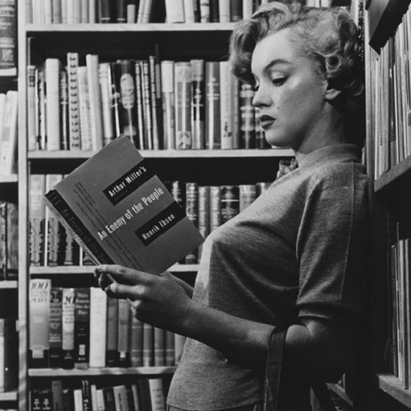 Woman Reading Book — Black, Calm, Photograph, Bookshelf