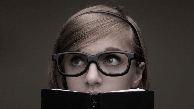 Woman Reading Book — Black, Dramatic, Photograph, Glasses, Hair