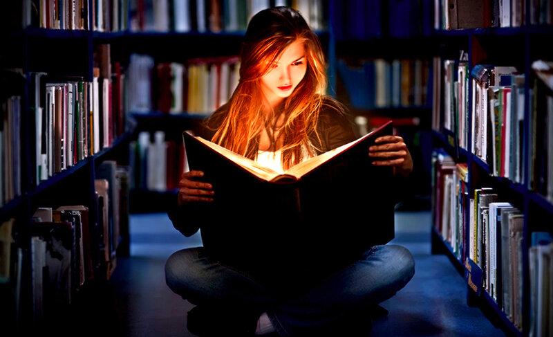 Woman Reading Book — Black, Dramatic