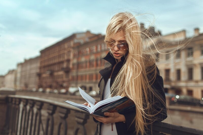 Woman Reading Book — Blonde