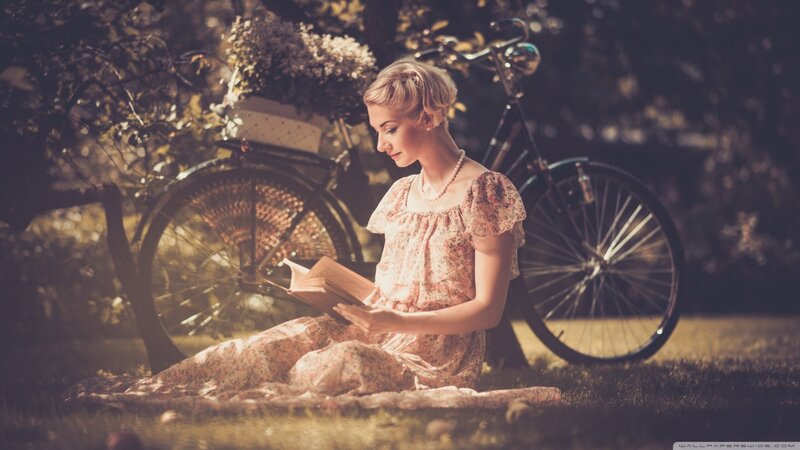 Woman Reading Book — Brown, Serene, Afternoon, Photograph