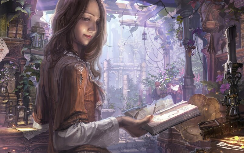 Woman Reading Book — Brown, Serene, Afternoon
