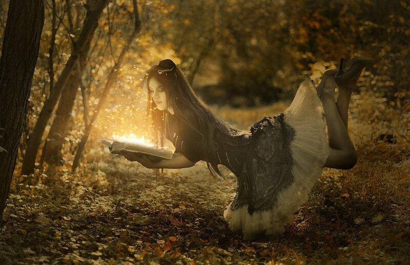 Woman Reading Book — Brown, Serene, Autumn