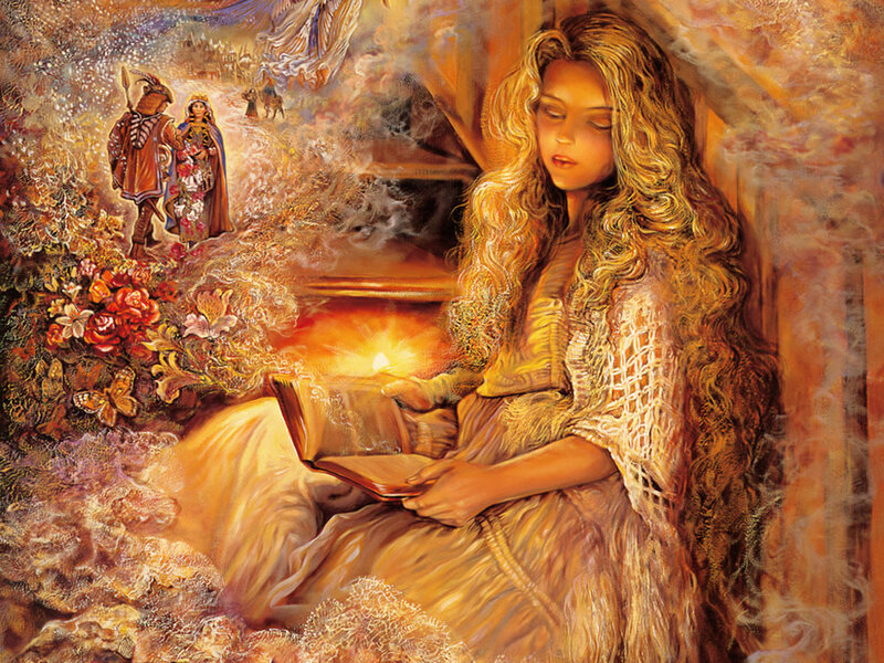 Woman Reading Book — Gold