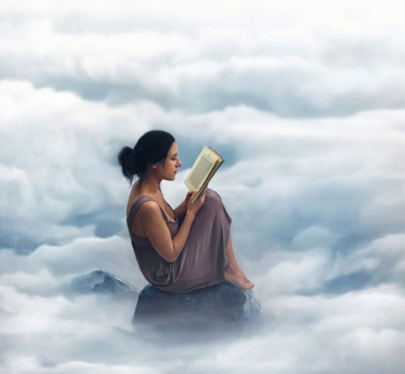 Woman Reading Book — Gray, Serene