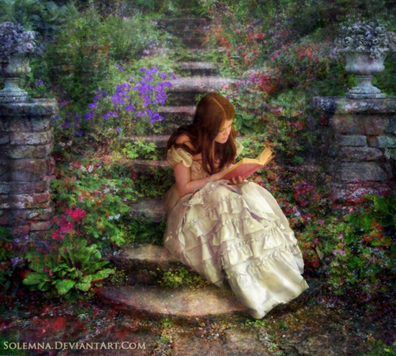Woman Reading Book — Green, Serene, Spring