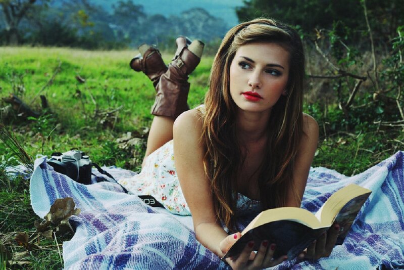 Woman Reading Book — Green, Serene