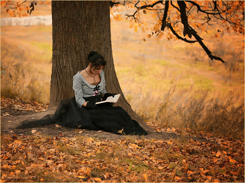 Woman Reading Book — Orange