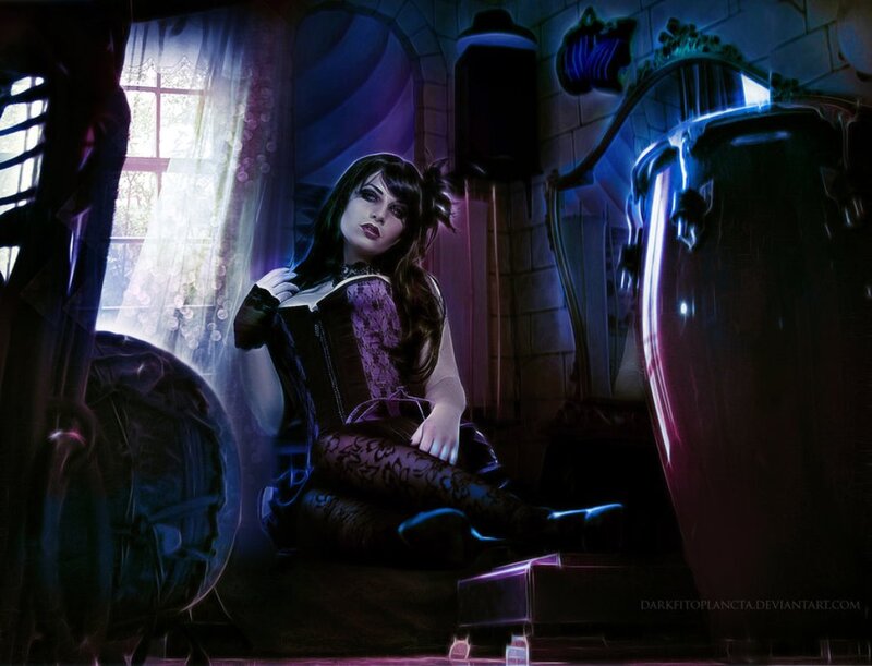 Woman Reading Book — Purple, Dramatic, Night