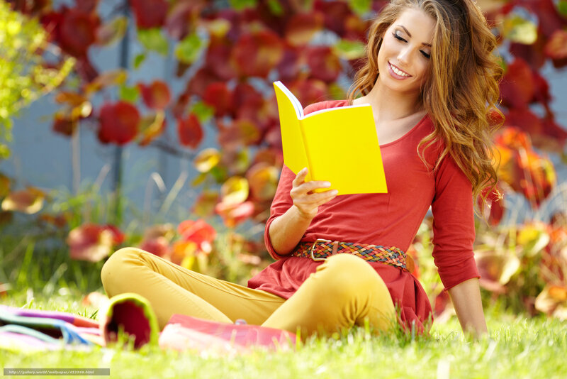 Woman Reading Book — Red, Peaceful