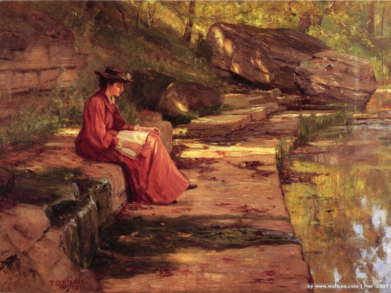 Woman Reading Book — Red