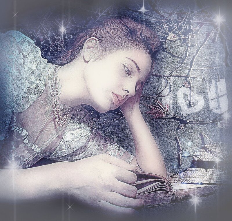 Woman Reading Book — White, Dreamy