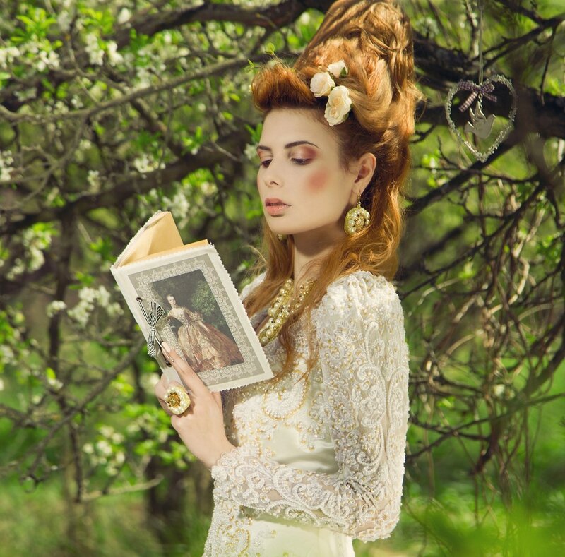 Woman Reading Book — White, Serene, Spring
