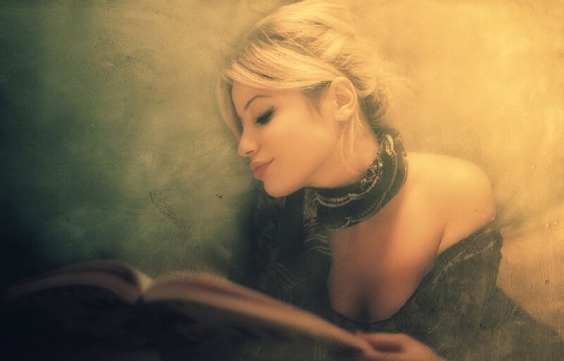 Woman Reading Book — Yellow, Contemplative