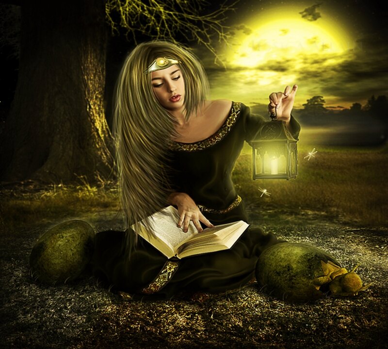 Woman Reading Book — Yellow, Mysterious