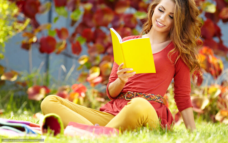 Woman Reading Book — Yellow, Peaceful