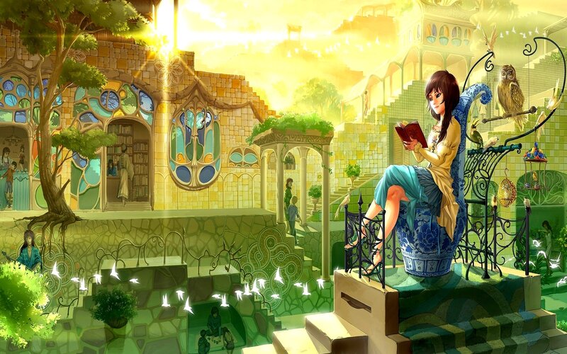 Woman Reading Book — Yellow, Serene, Afternoon