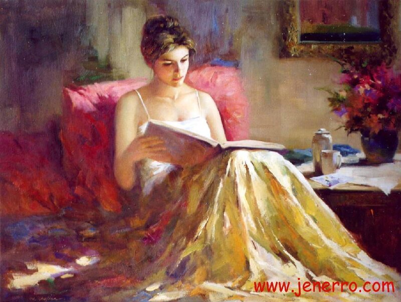 Woman Reading Book — Yellow