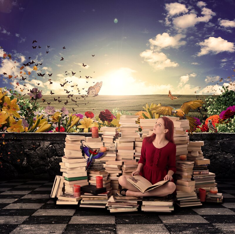 Woman Reading Books