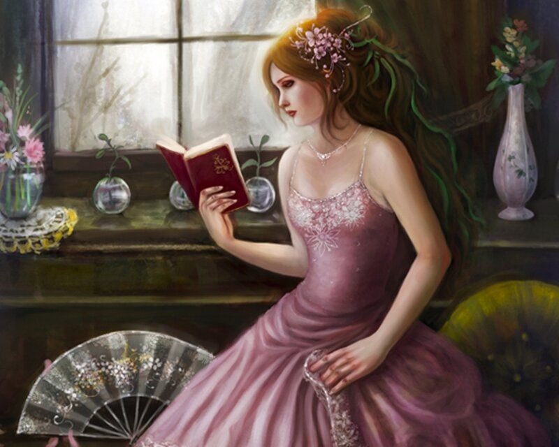 woman reading by window