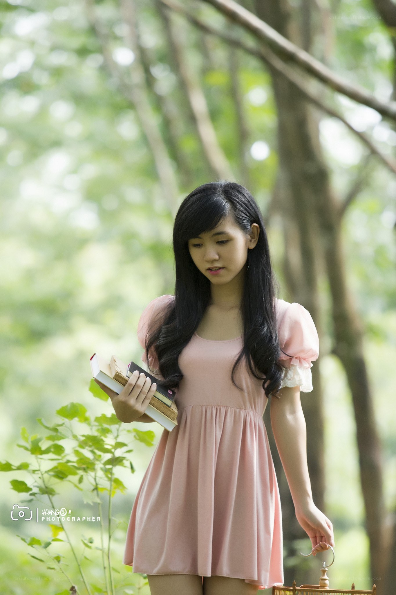 Woman reading in a forest