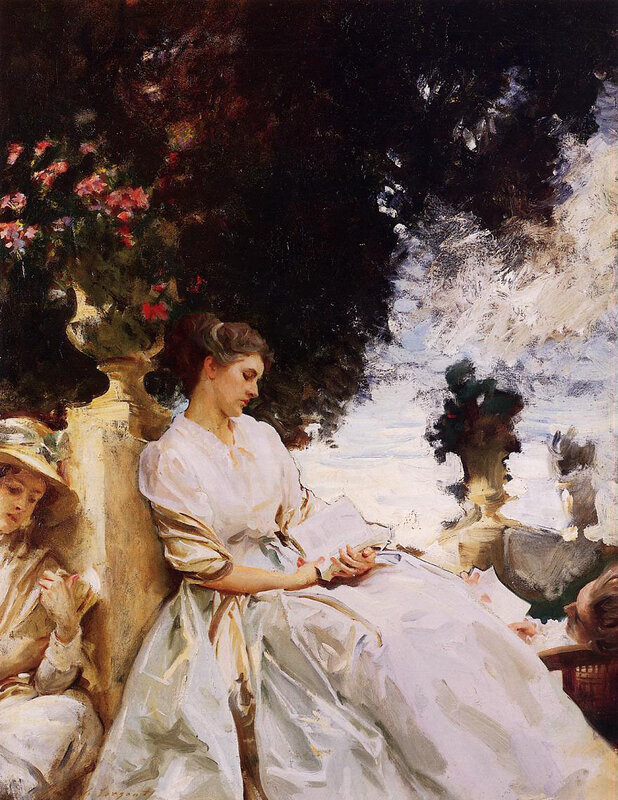 Woman reading in a garden