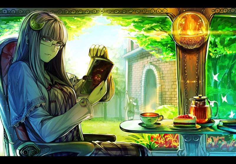 Woman reading in a garden