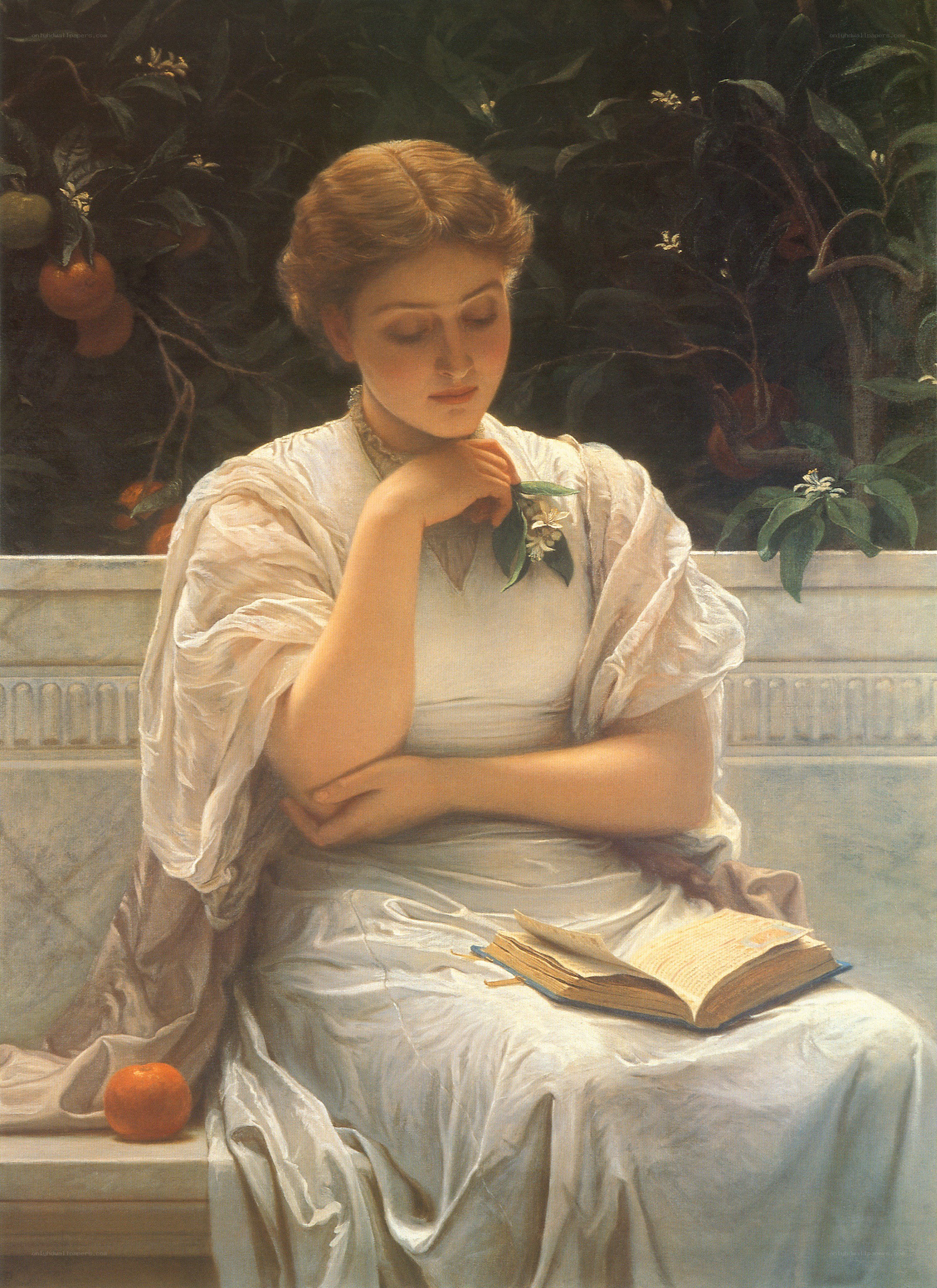 Woman reading in a garden