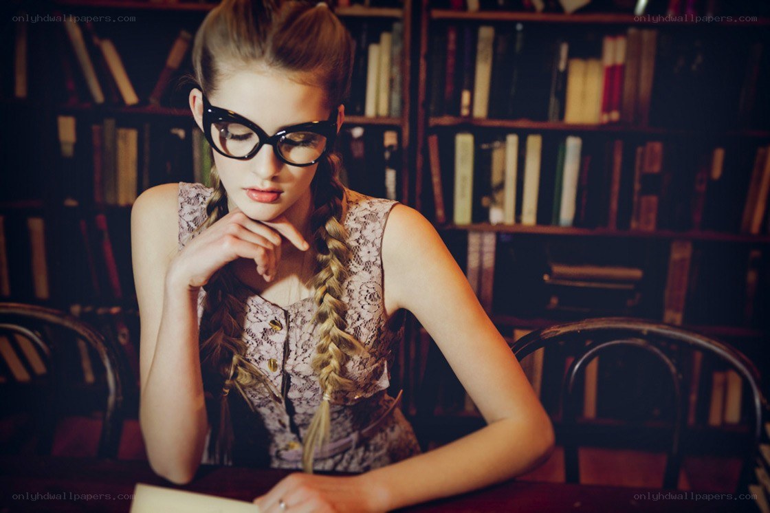 woman reading in a library