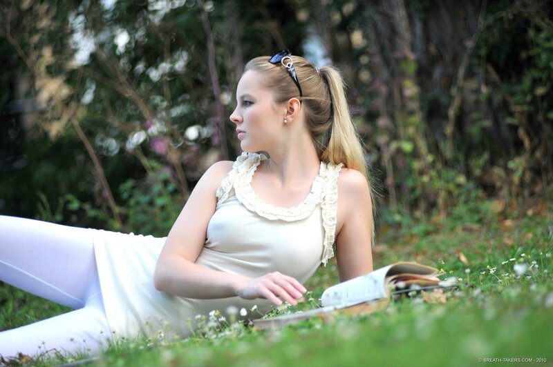 woman reading in a park