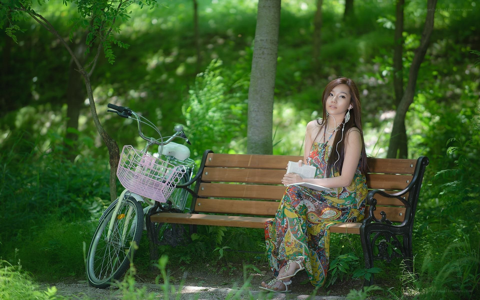 Woman reading in a park