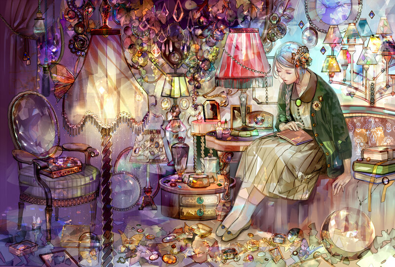 Woman Reading in a Room — Purple