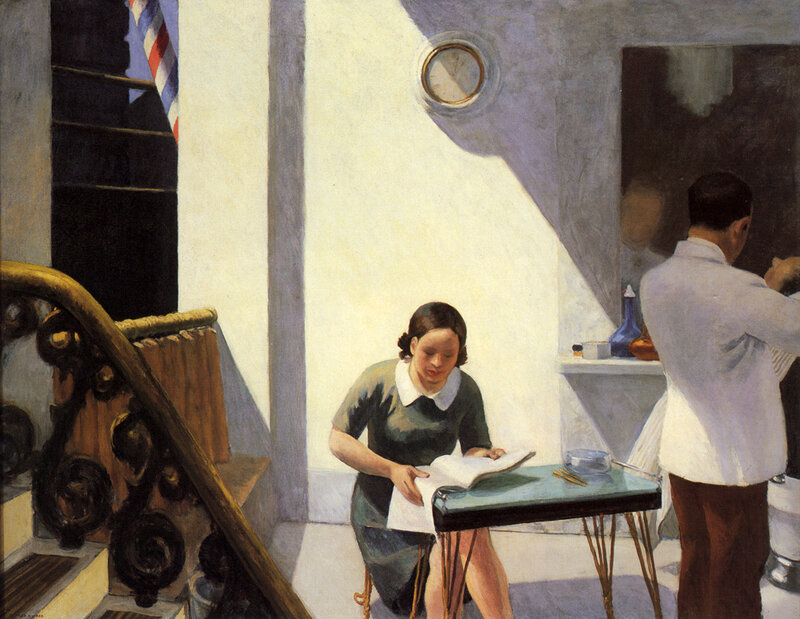 Woman Reading in a Stairwell