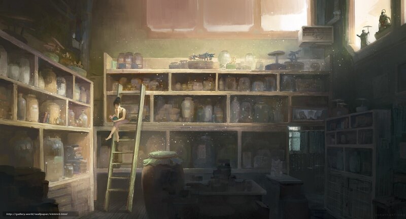 woman reading in a storage room