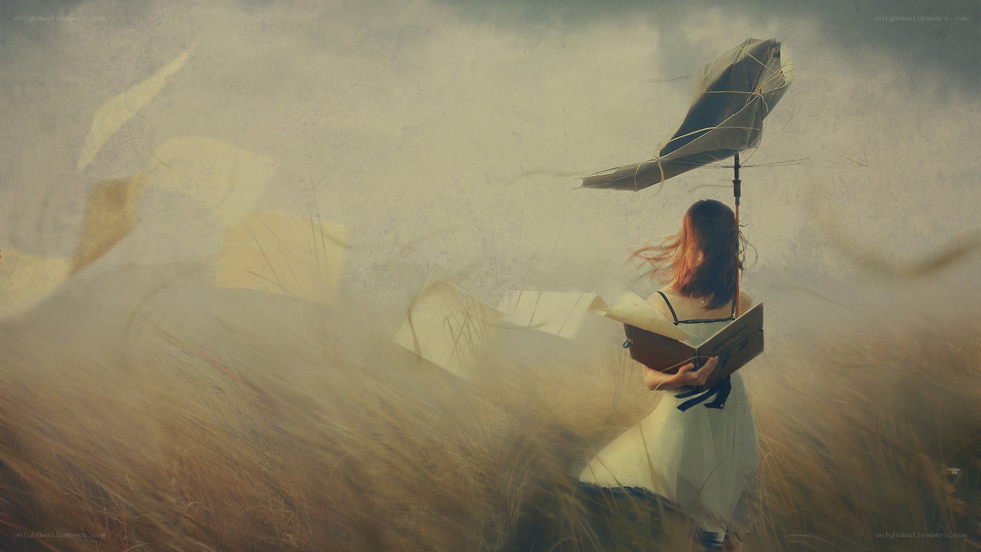 woman reading in a storm
